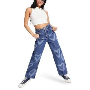 New Topshop Heart Denim Mom Jeans (Petite) Size 26